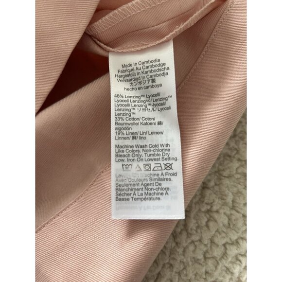 Madewell Crop Cargo Pocket Crewneck Top Womens Pale Blush Button Up Boxy Sz XL - Picture 8 of 11